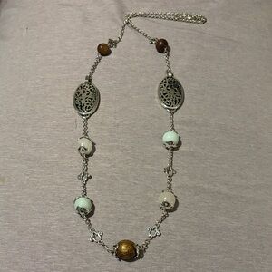 Brighton Elegant Silver and Brown Women's Necklace